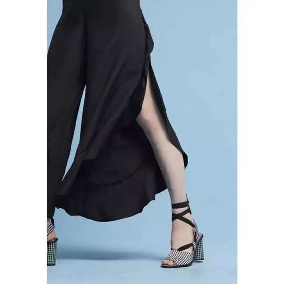 Anthropologie Elevenses Antilles Ruffled Pants Size 6 Wide Leg Split Side Tulip - Picture 2 of 9